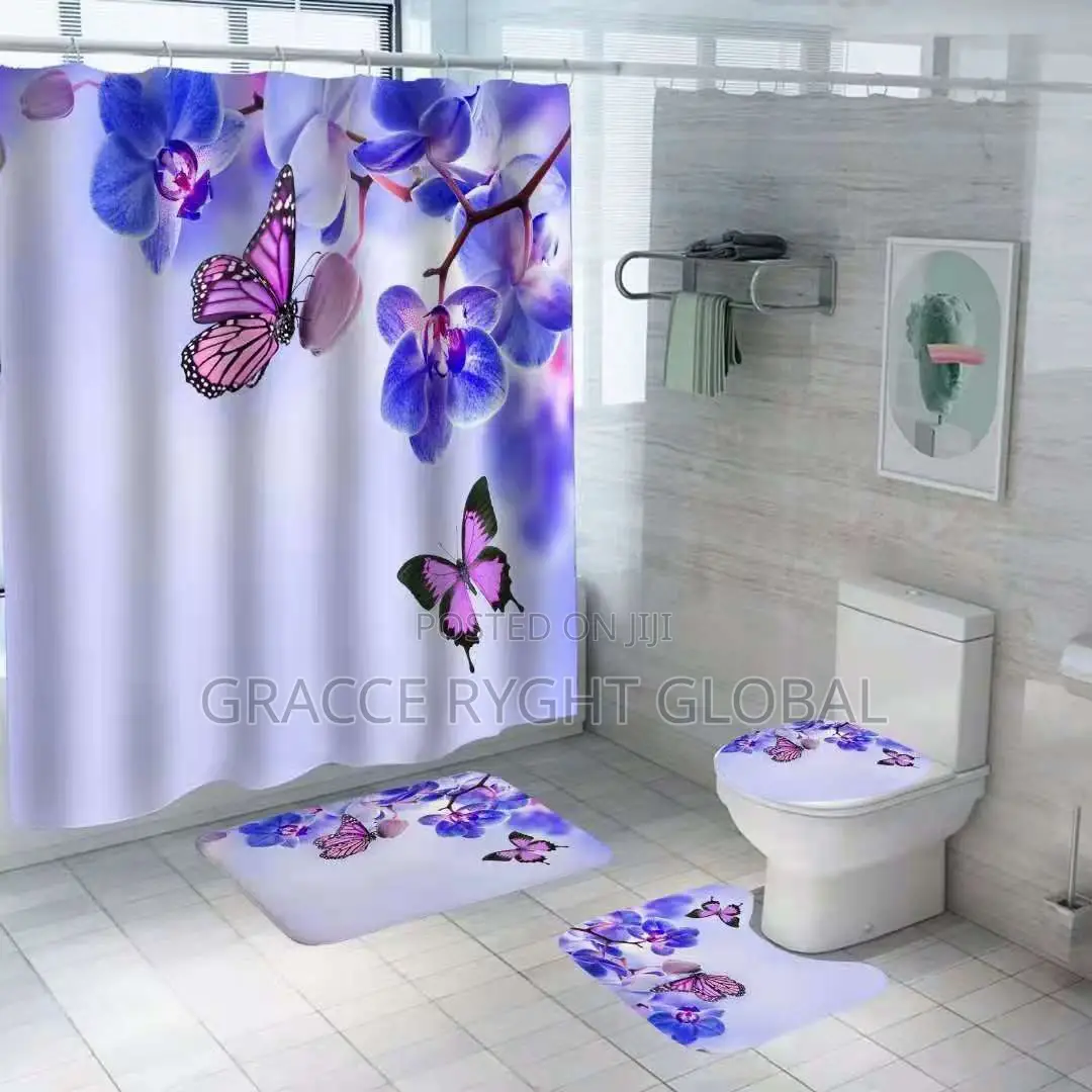 Shower Curtain and Toilet Mat