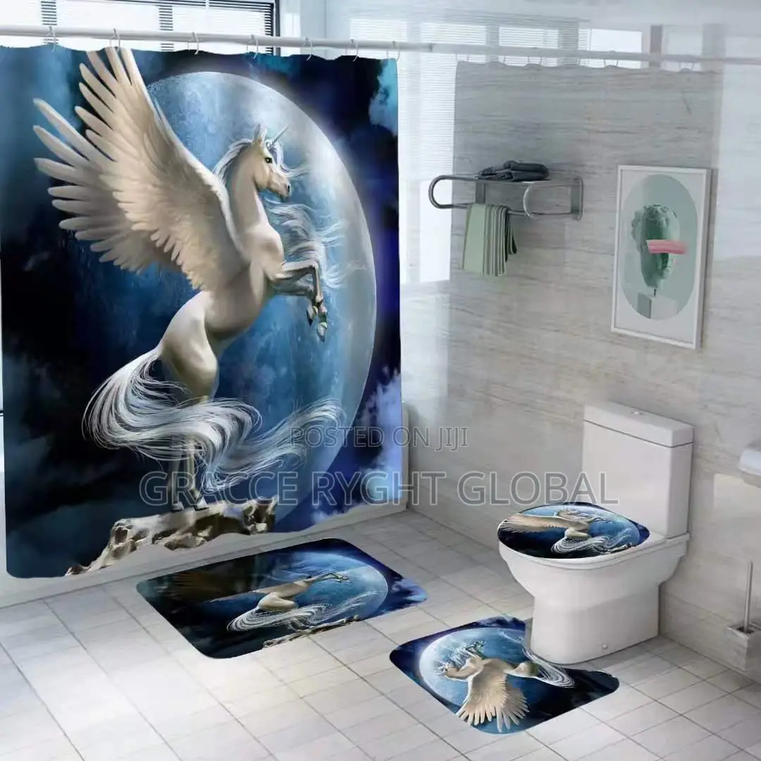 Shower Curtain and Toilet Mat