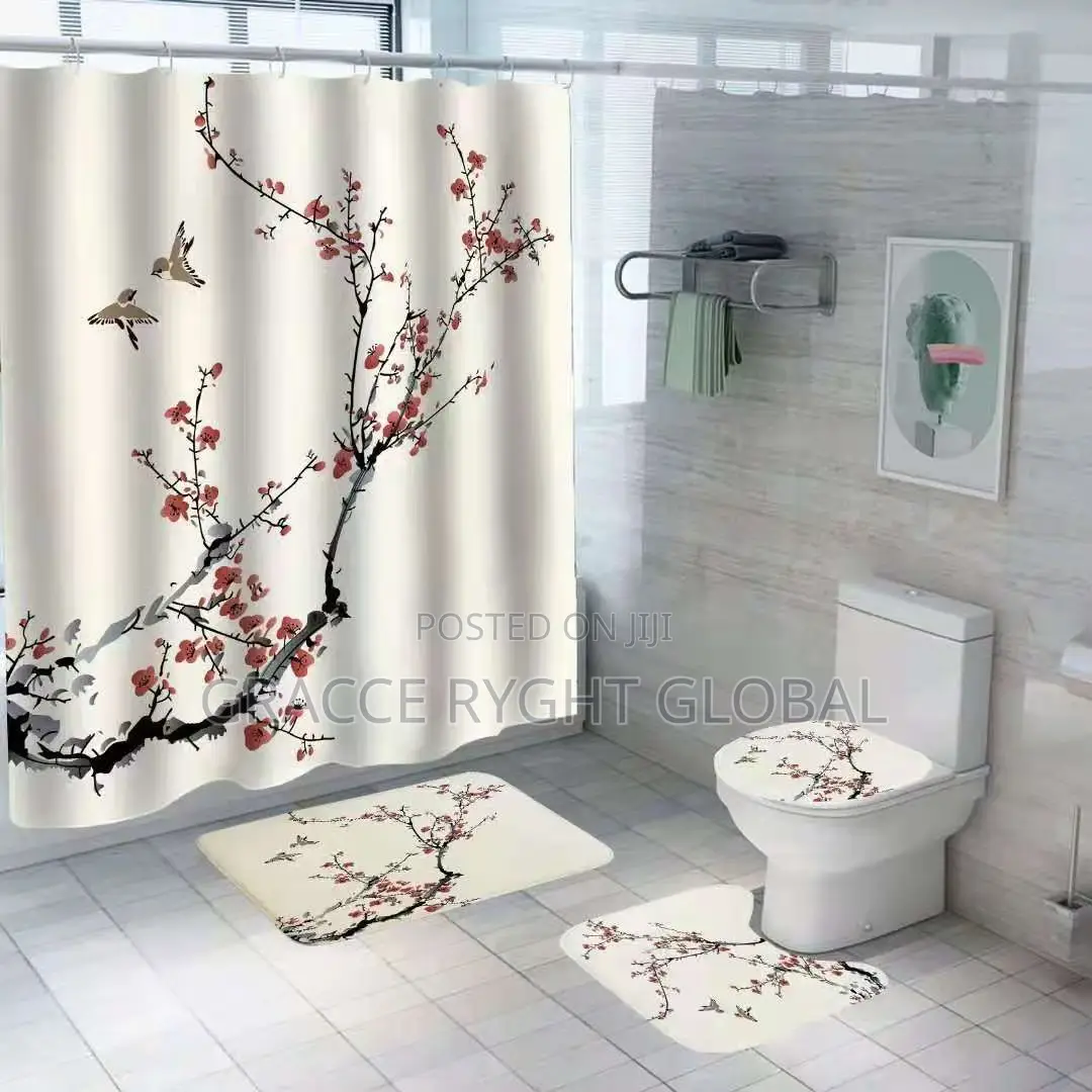 Shower Curtain and Toilet Mat