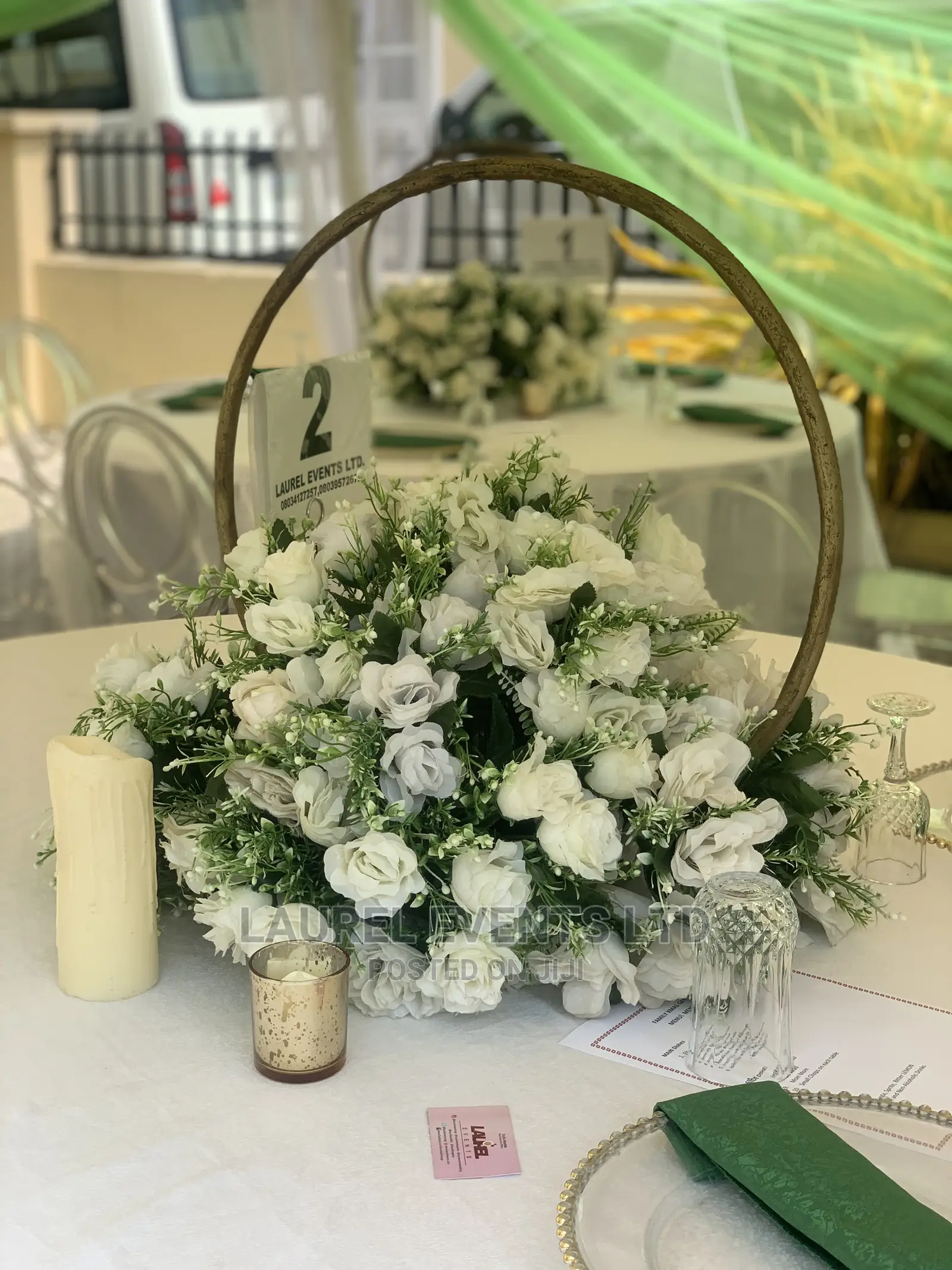 Rent Red Green Carpet, Ring Centrepiece, Tall Vases