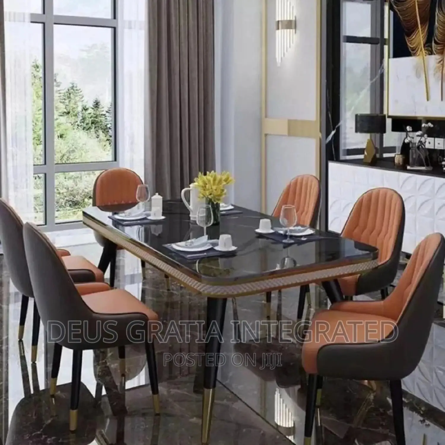 Imported Luxury Marble Dinning Table and 6 Chairs