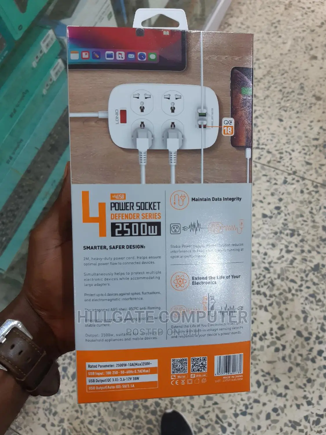 Ldnio SC4407 4 Power Socket + 4usb Defender Series