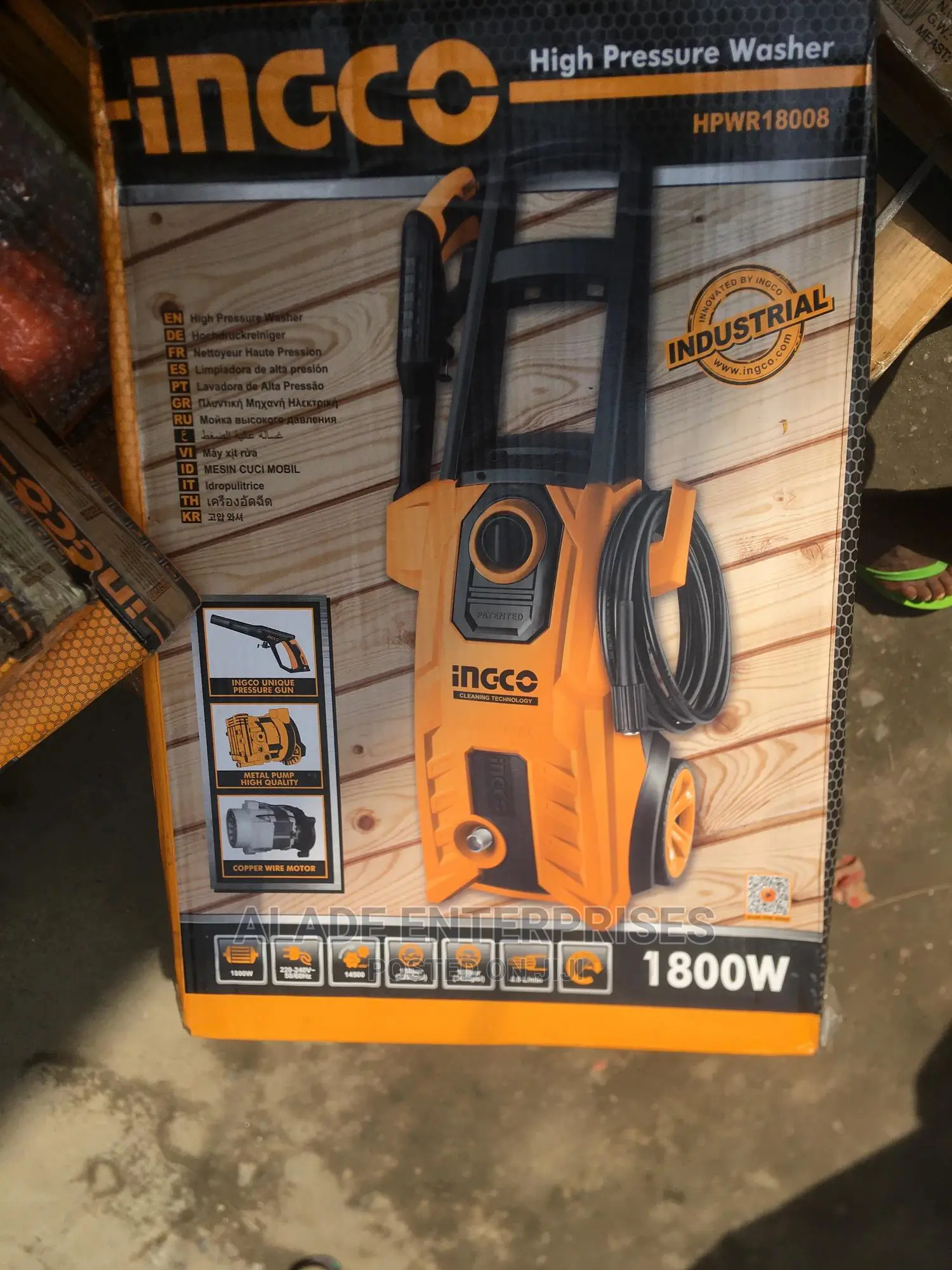 Ingco High Pressure Washer 1800w 150bar Auto Stop System