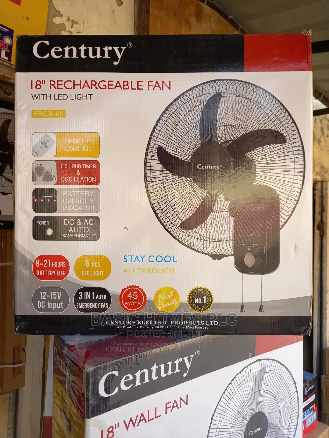 Century Rechargeable Wall Fan 18inch