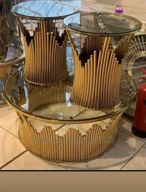 Quality Tempered Glass Top Bronze/Steel Work Center Table.
