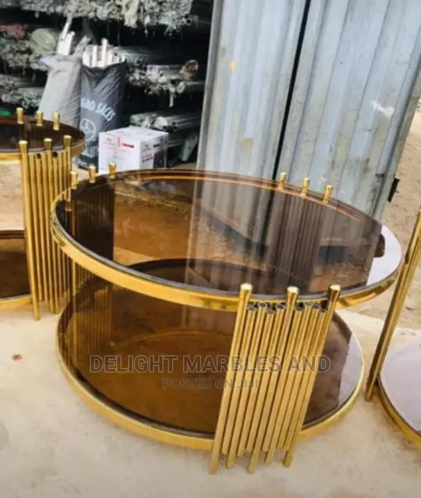 Quality Tempered Glass Top Bronze/Steel Work Center Table.