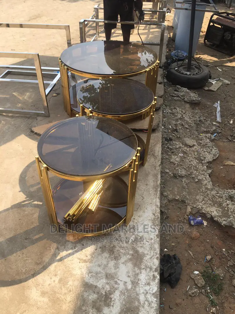 Quality Tempered Glass Top Bronze/Steel Work Center Table.