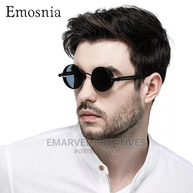 2024 Vintage Round Punk Sunglasses Men Retro Luxury Designer