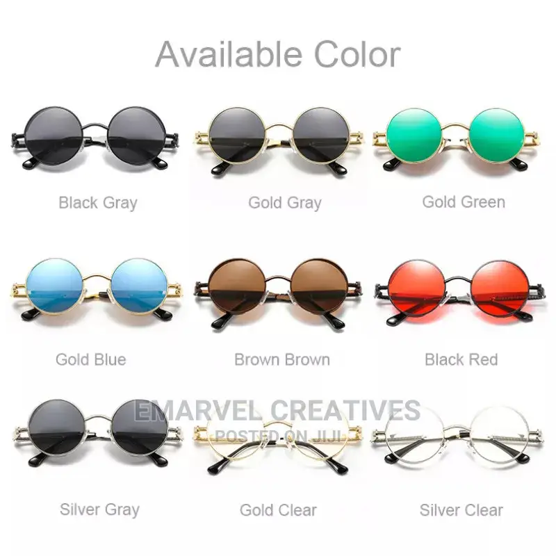 2024 Vintage Round Punk Sunglasses Men Retro Luxury Designer