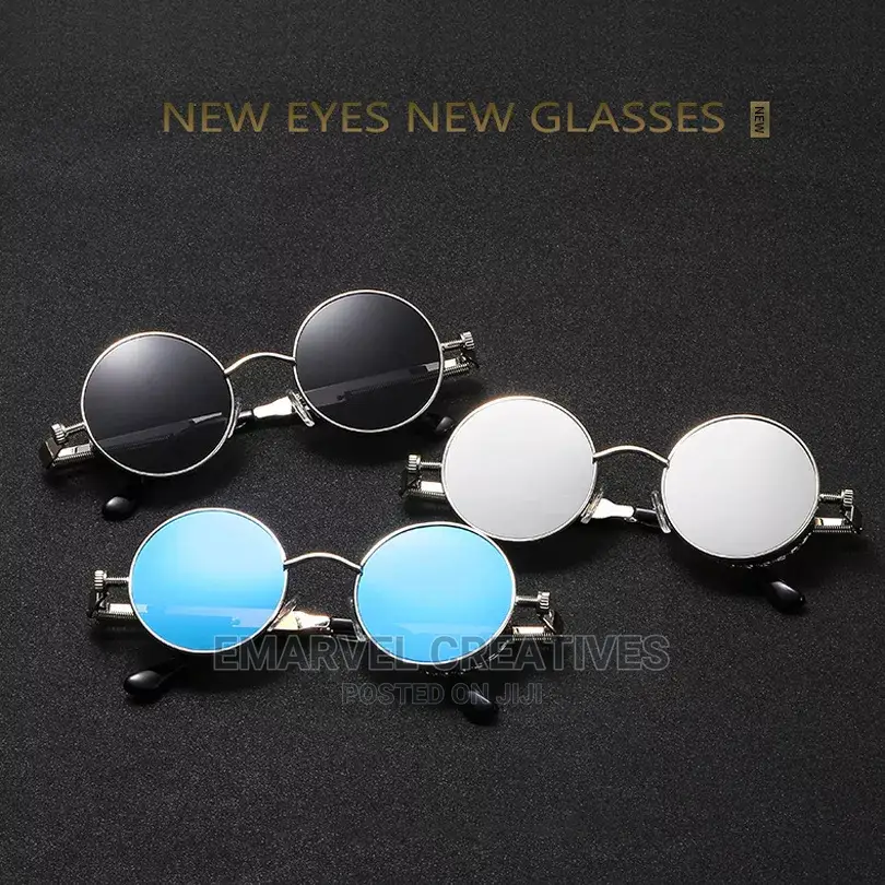 2024 Vintage Round Punk Sunglasses Men Retro Luxury Designer