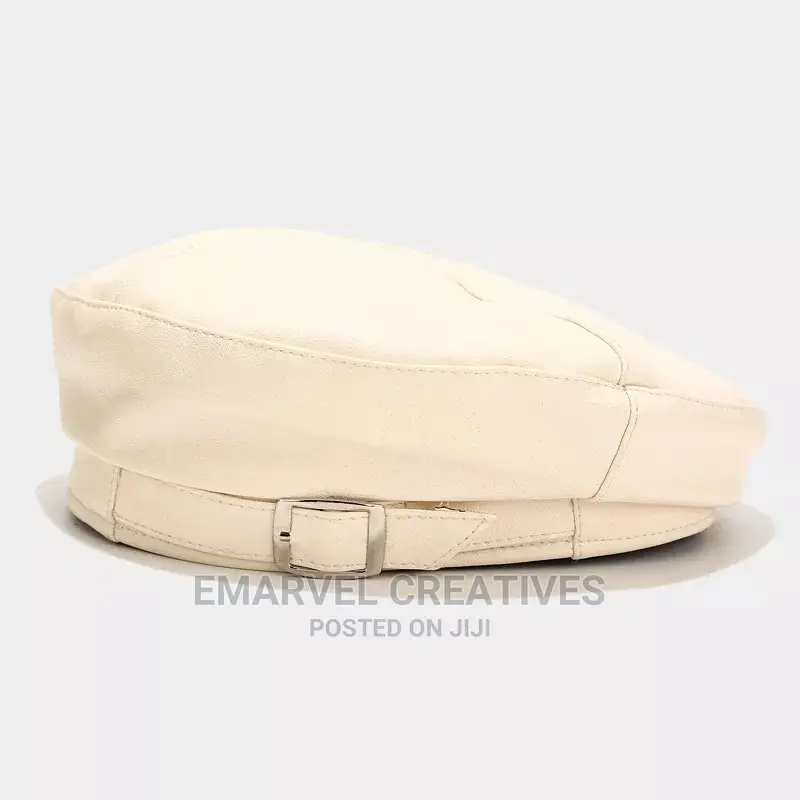 2024 Four Seasons Solid Leather Buckle Beret Painter Hat