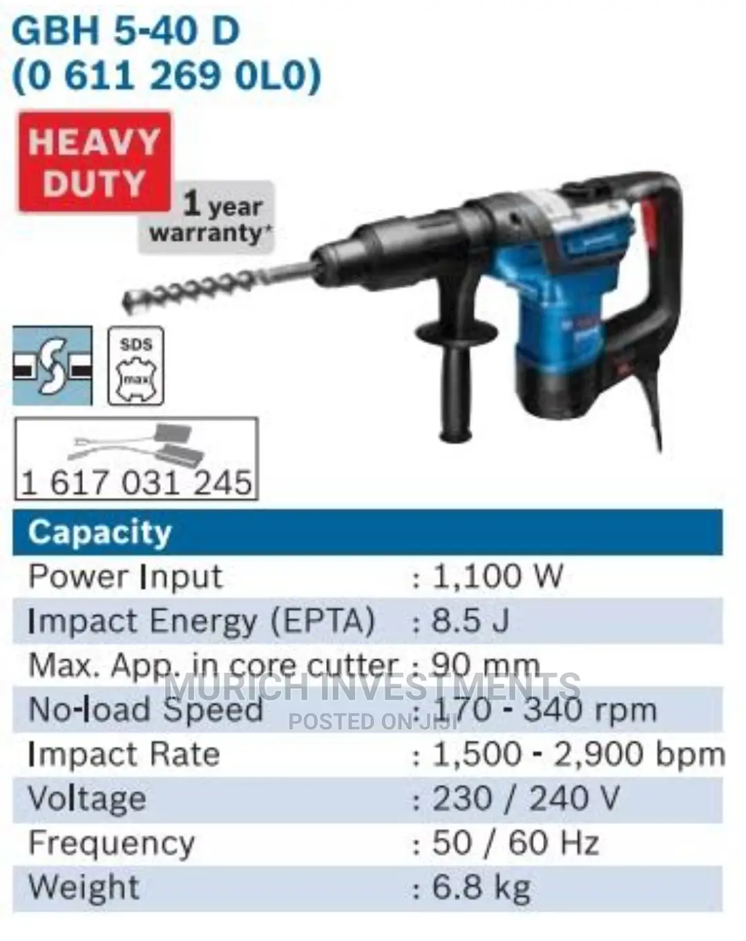 Bosch GBH 5-40 D Professional SDS-Max Rotary Hammer