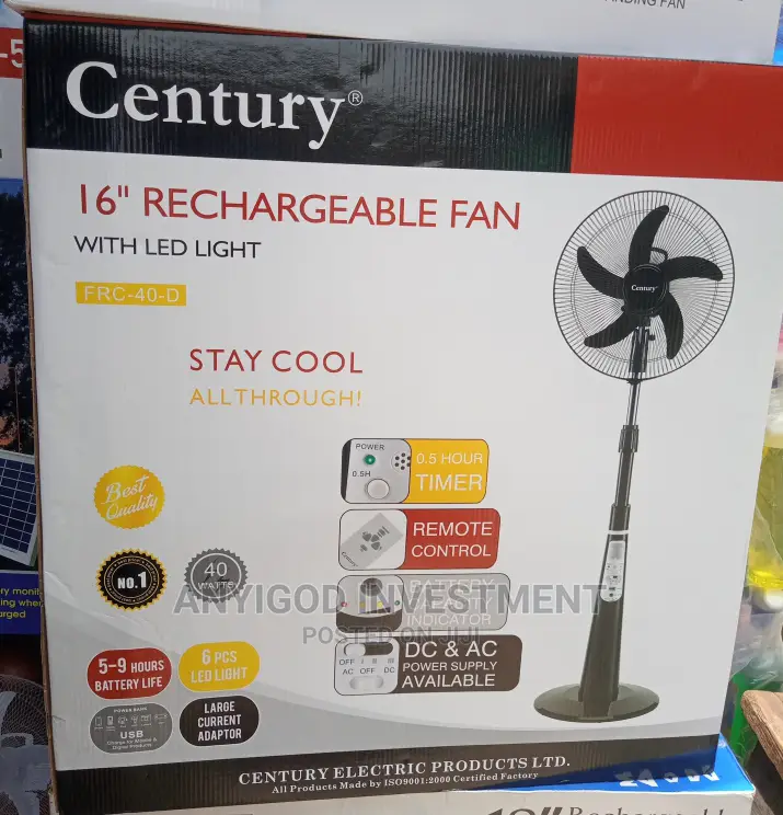 Century 16inchs Rechargeable Standing Fan