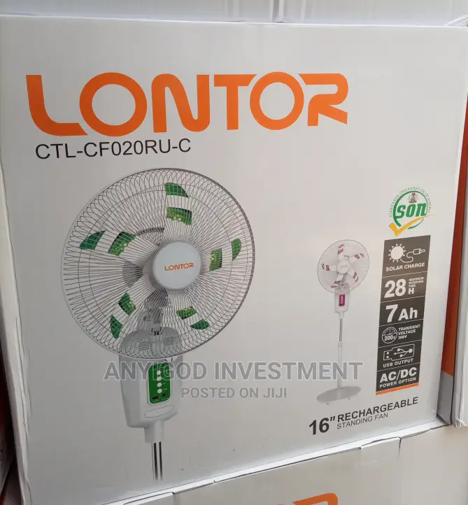 16" Lontor Rechargeable Standing Fan With Remote