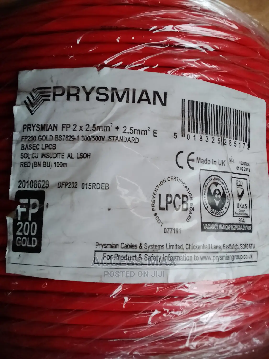 Prysmian .2.5mm 2 Core Fire Alarm Cable by 500 Meets Length