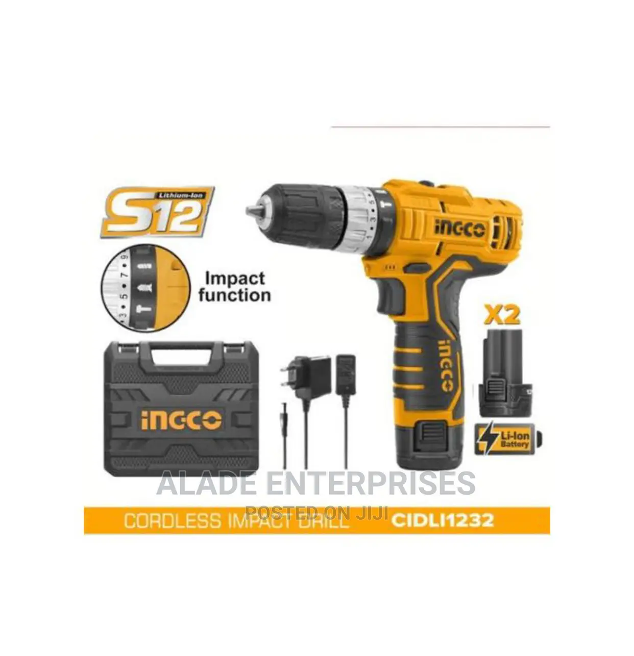 Ingco 12V Lithium-Ion Cordless Drill + Free Srew Bit