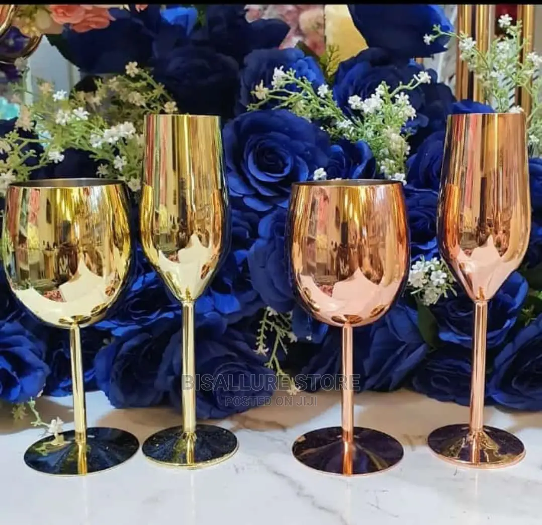 6 Pieces Gold Stainless Steel Wine Goblet Cup