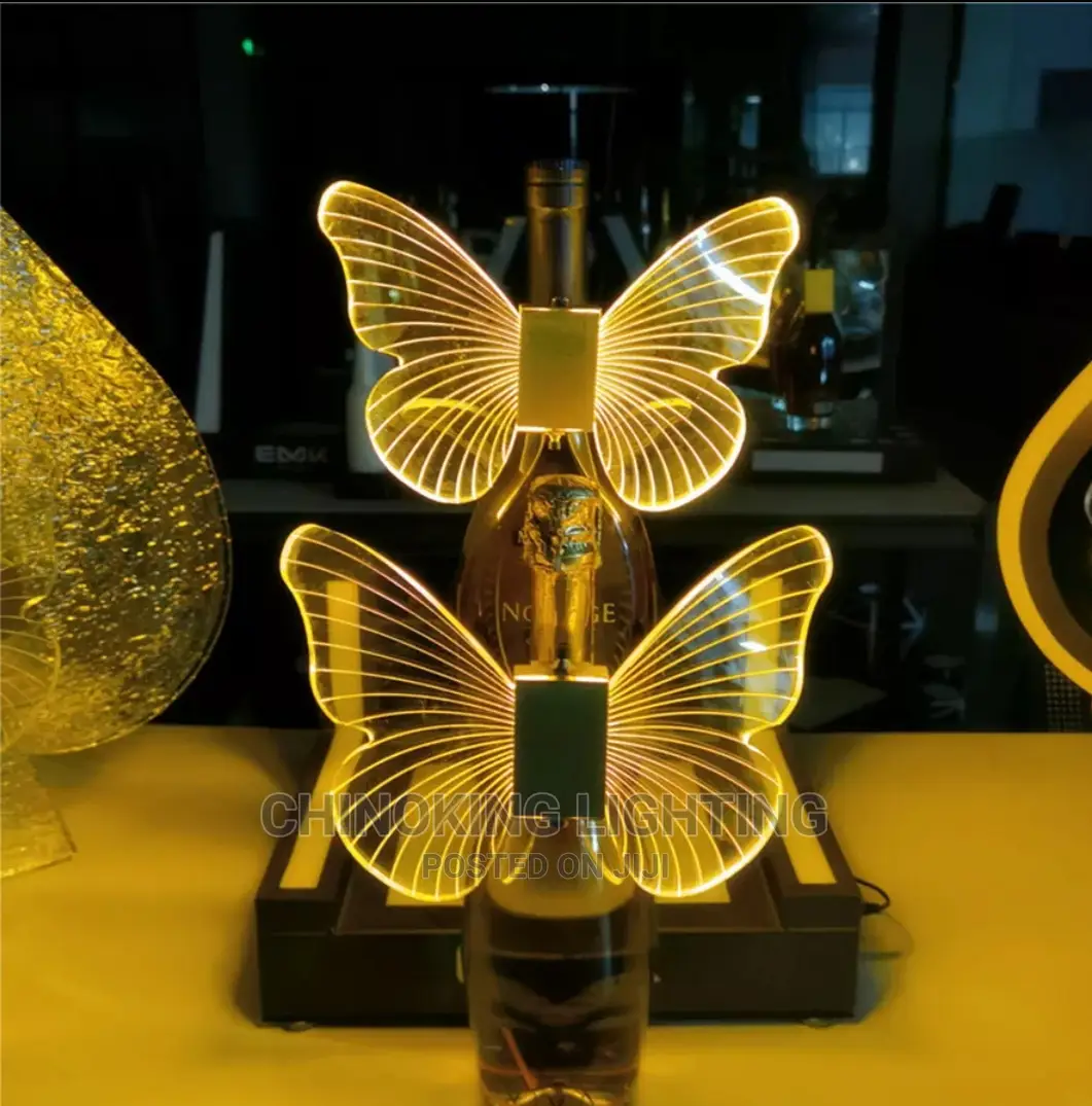 Rechargeable Champagne LED Strobe Glowing Butterfly Wings