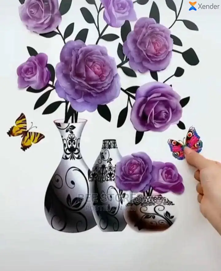 3D Flower Vase Removable DIY Wall Stickers Decor