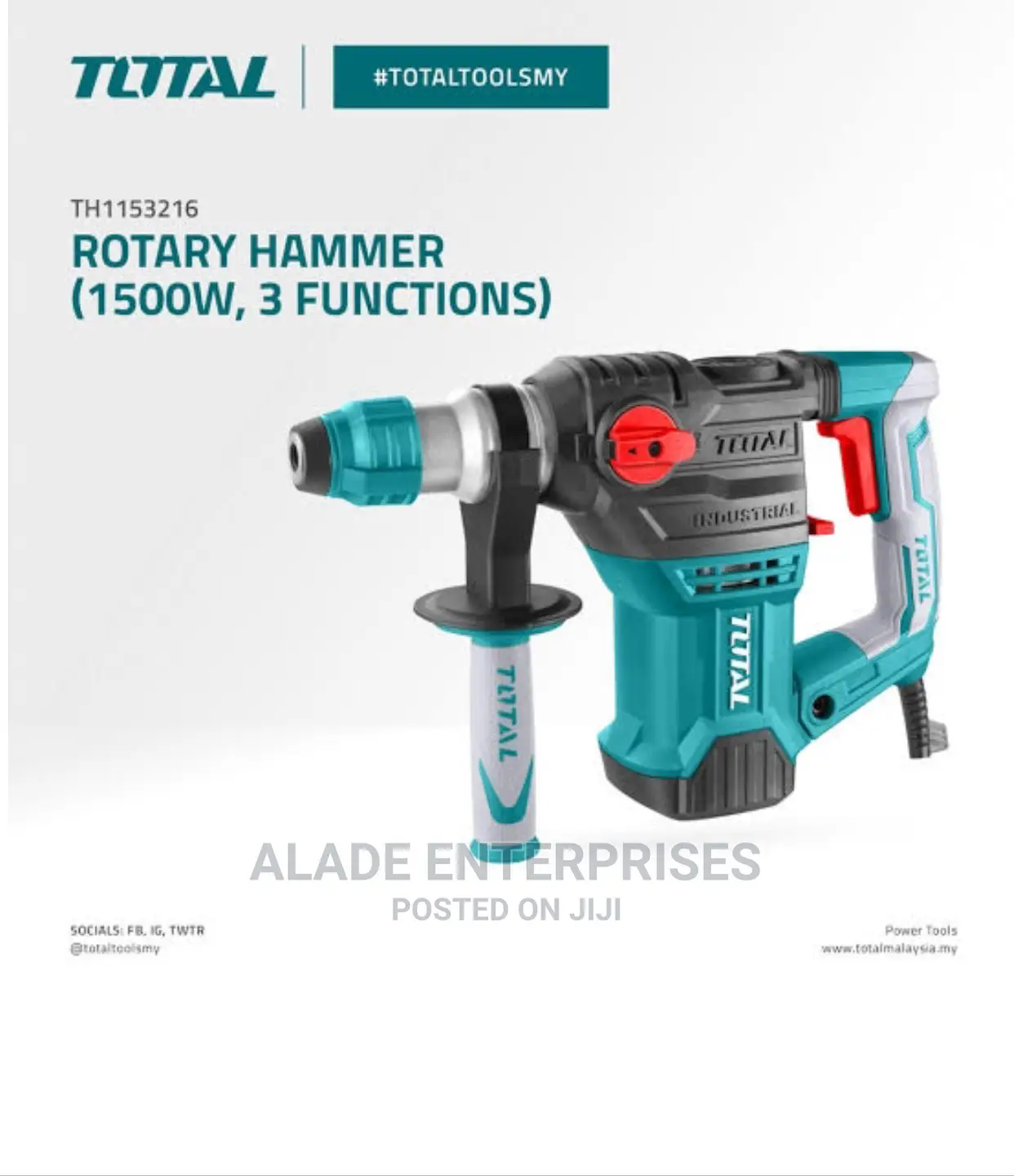 Total Rotary Hammer Machine 3 Functions 1500W