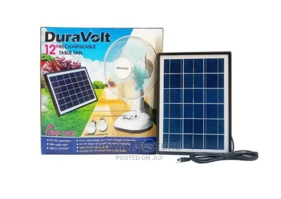 3in1 Rechargeable Table Fan With Solar Panel and Two Bulb