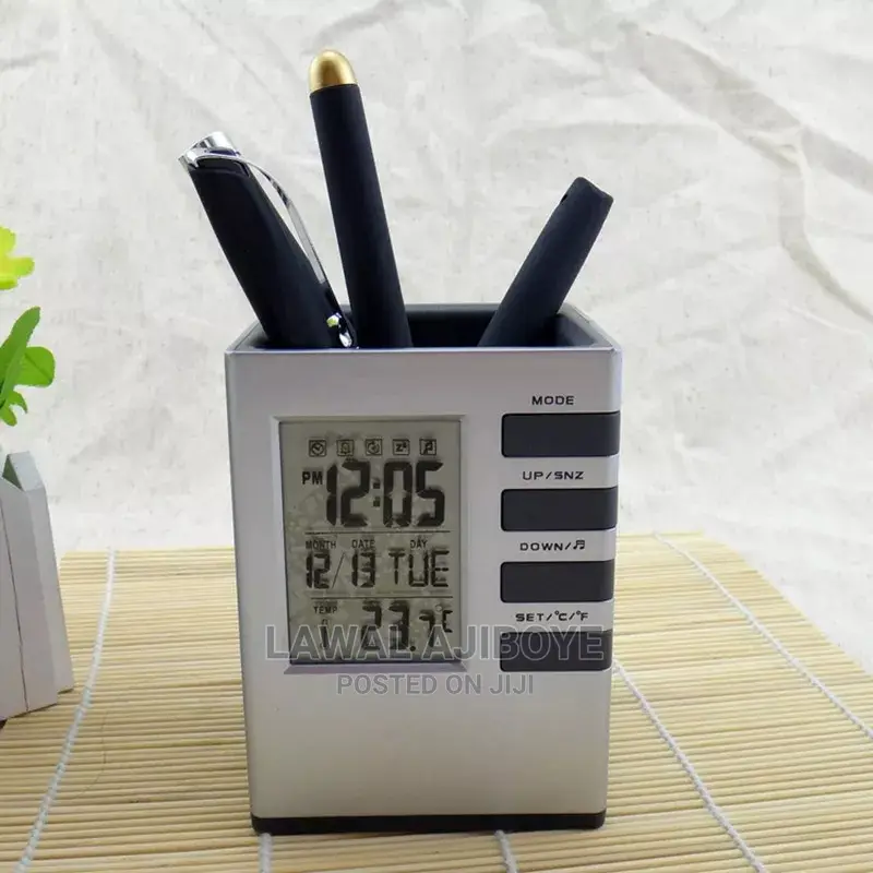 1pcs Multi Function Pen Pot LED Digital Alarm Clock Office