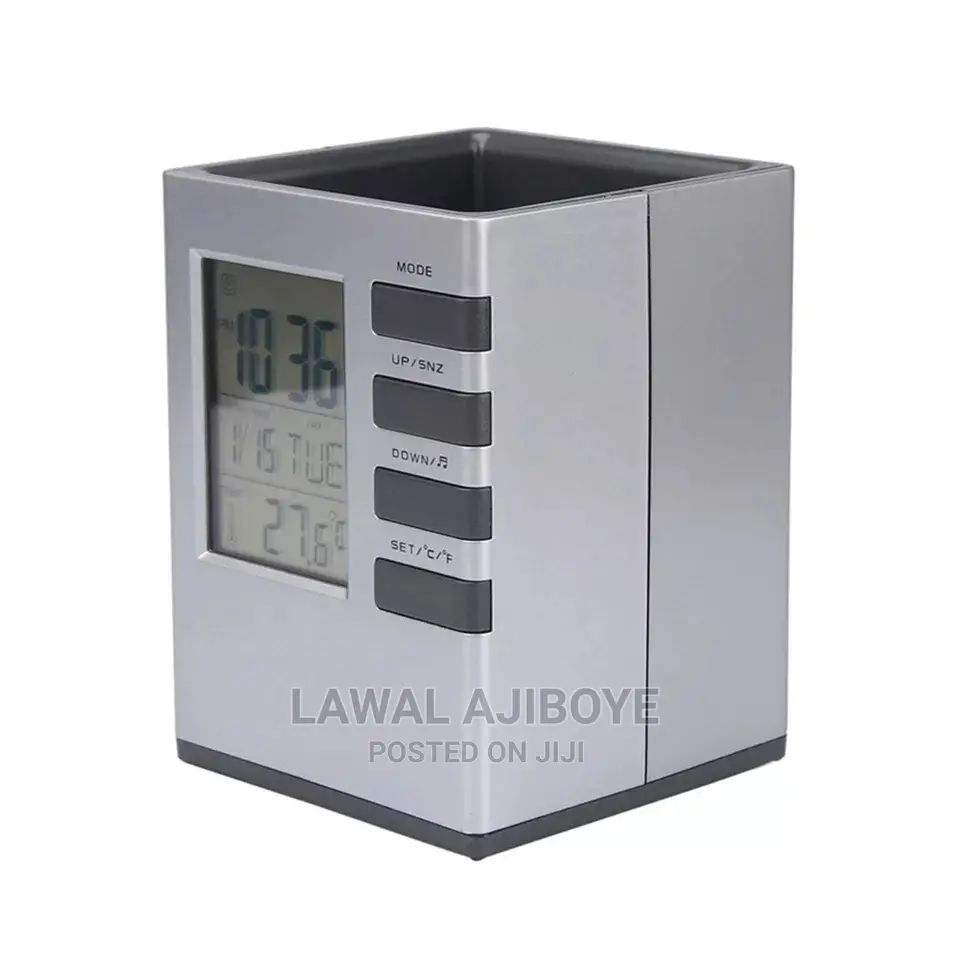 1pcs Multi Function Pen Pot LED Digital Alarm Clock Office