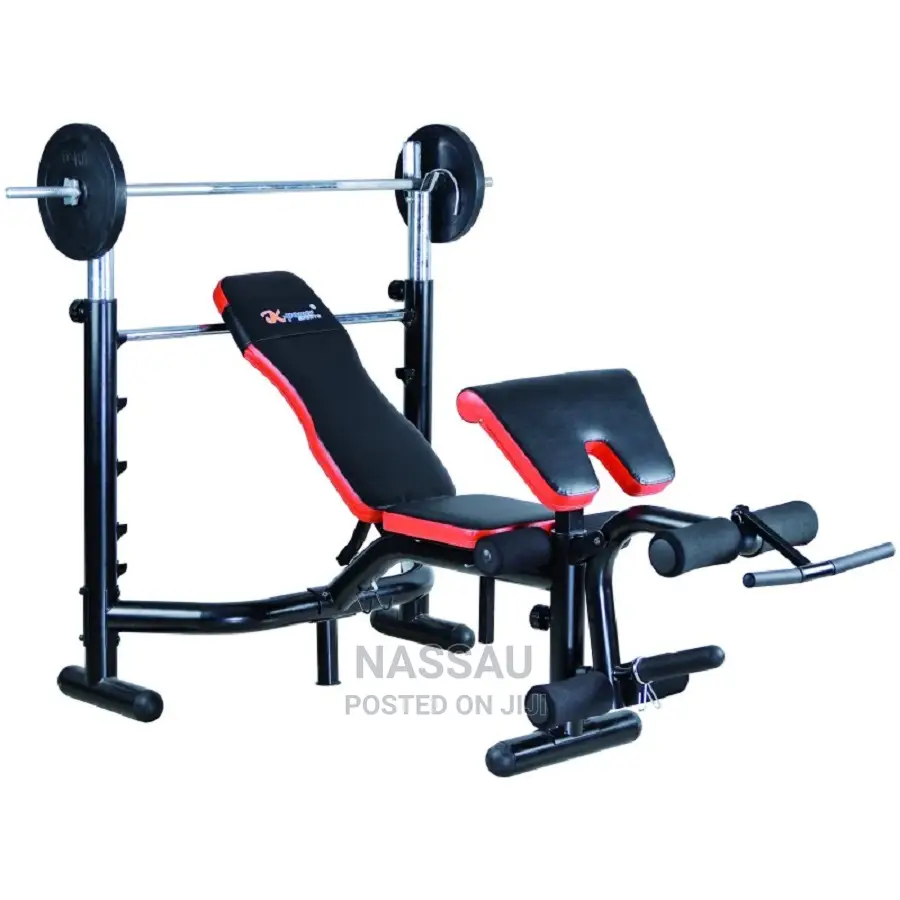 Commercial Bench Press With 50kg Barbell (With Curl Pad)