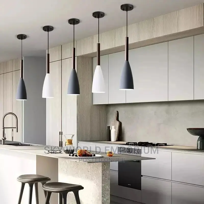 Modern Hanging Ceiling Lamps E27 Iron Wood Pendant