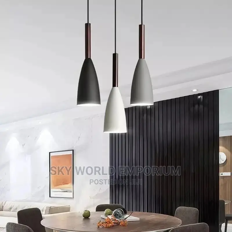 Modern Hanging Ceiling Lamps E27 Iron Wood Pendant