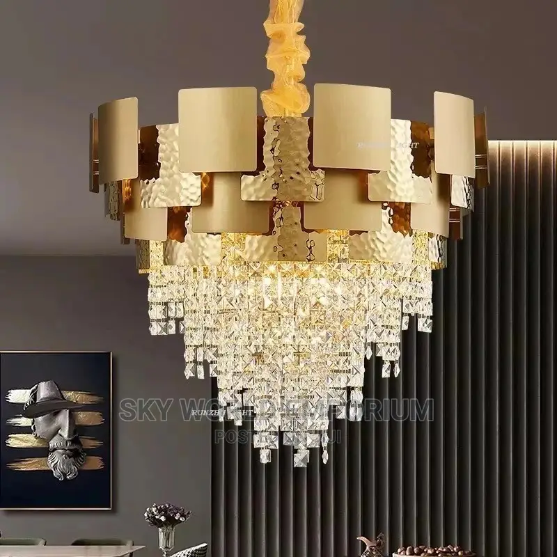 E14 Postmodern Golden Crystal Pendant Light