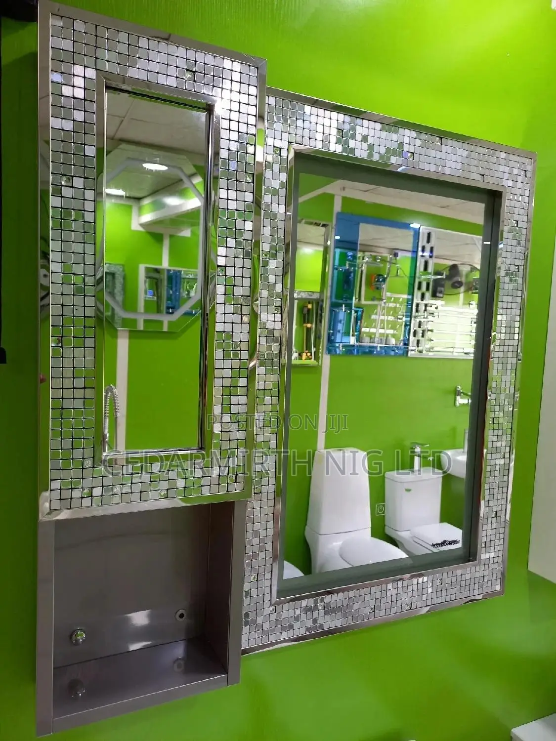 Single Basin Silver Mosaic Bathroom Cabinet