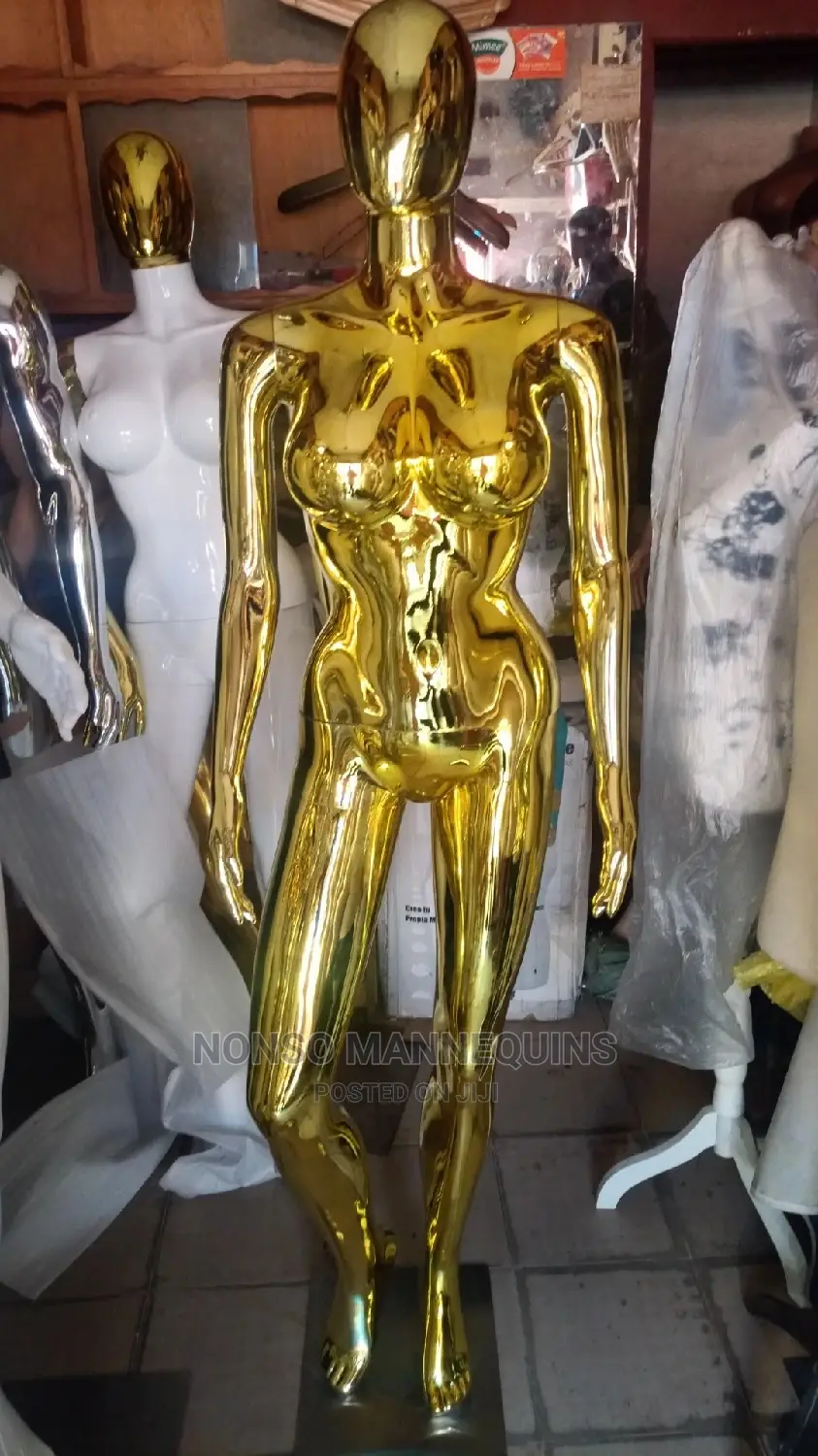 Size 12 Gold Chrome Big Bust Female Mannequins