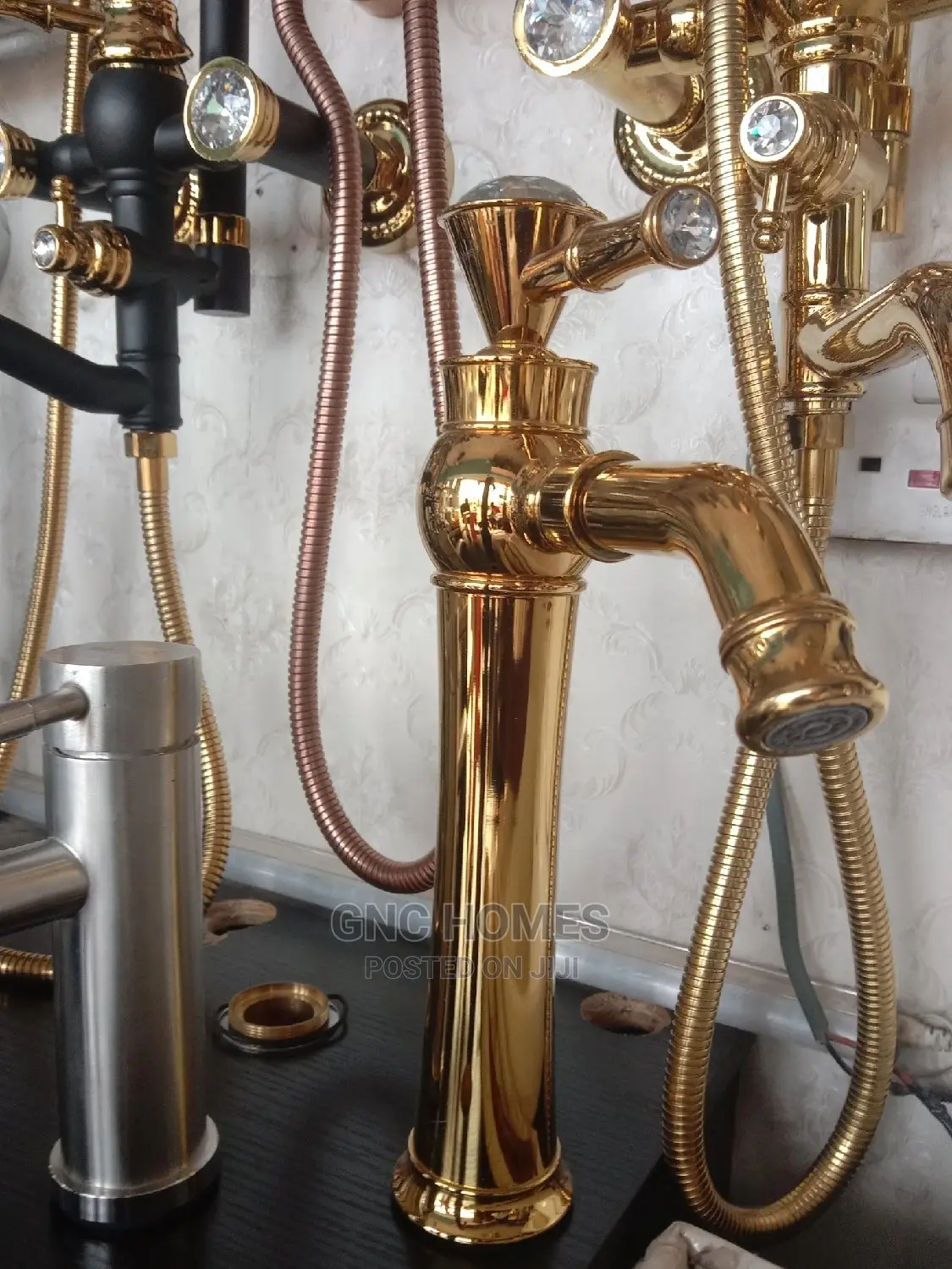 Long Gold Basin Mixer Tap