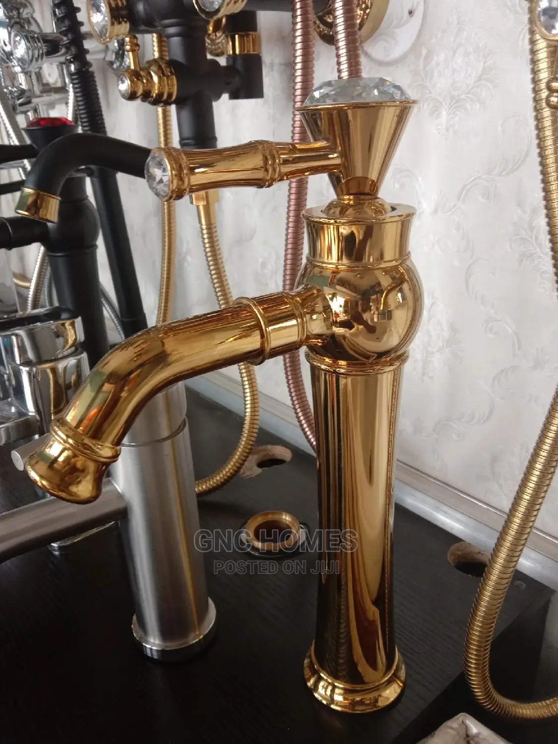 Long Gold Basin Mixer Tap