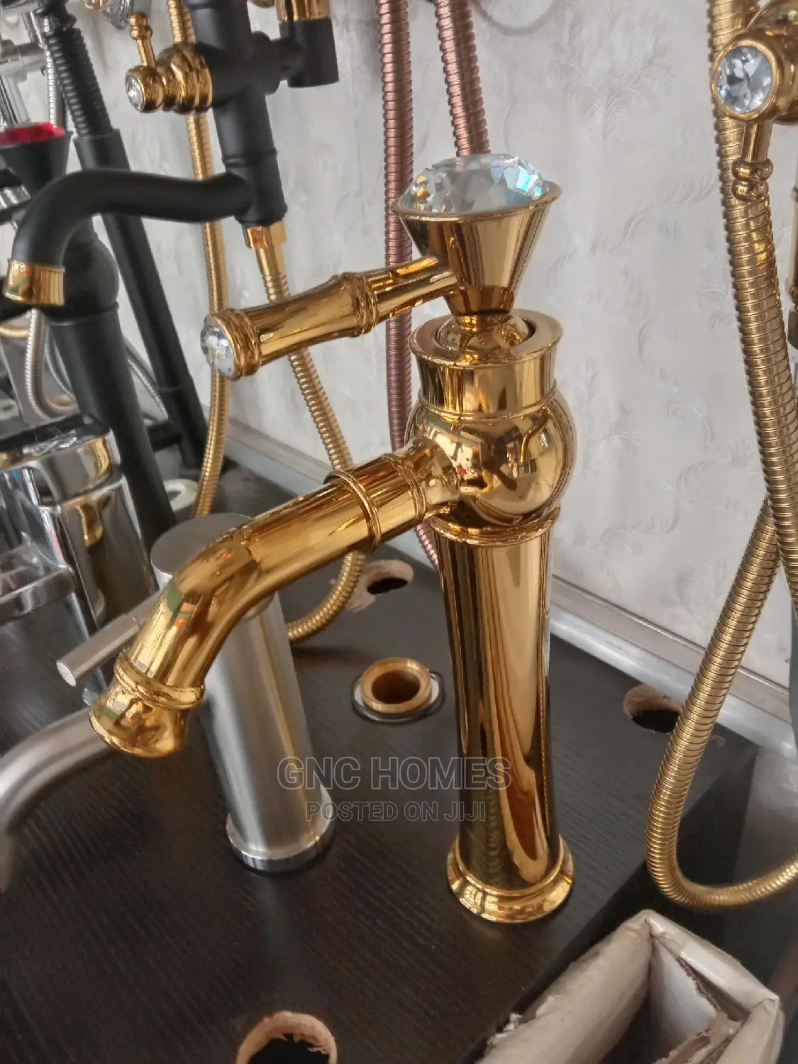 Long Gold Basin Mixer Tap