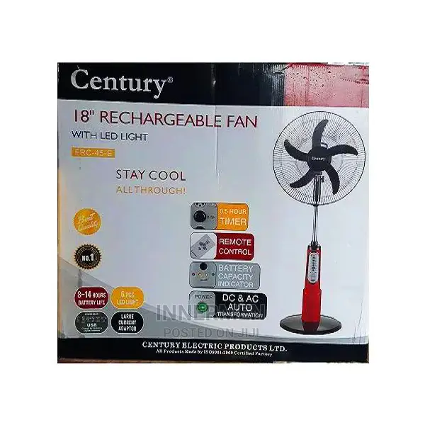 Century 18" Rechargeable Standing Fan