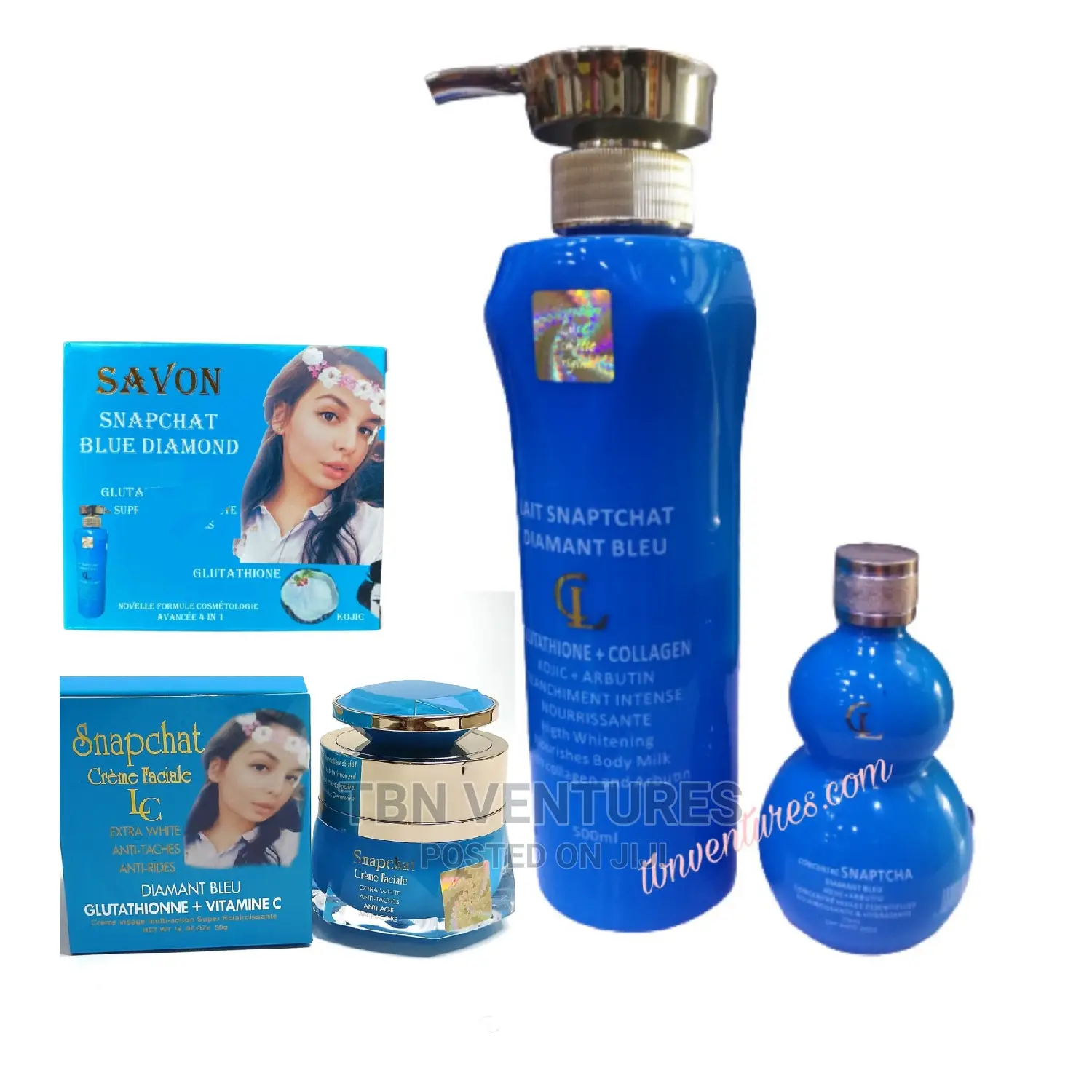 Lait Snapchat 4in1 Set; Lotion, Serum, Face Cream, Soap