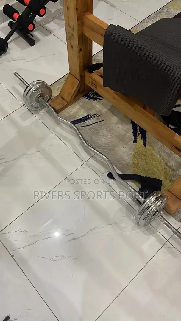 Barbell Zig-Zag Bar/Rod for Weight Plate With Spin Lock