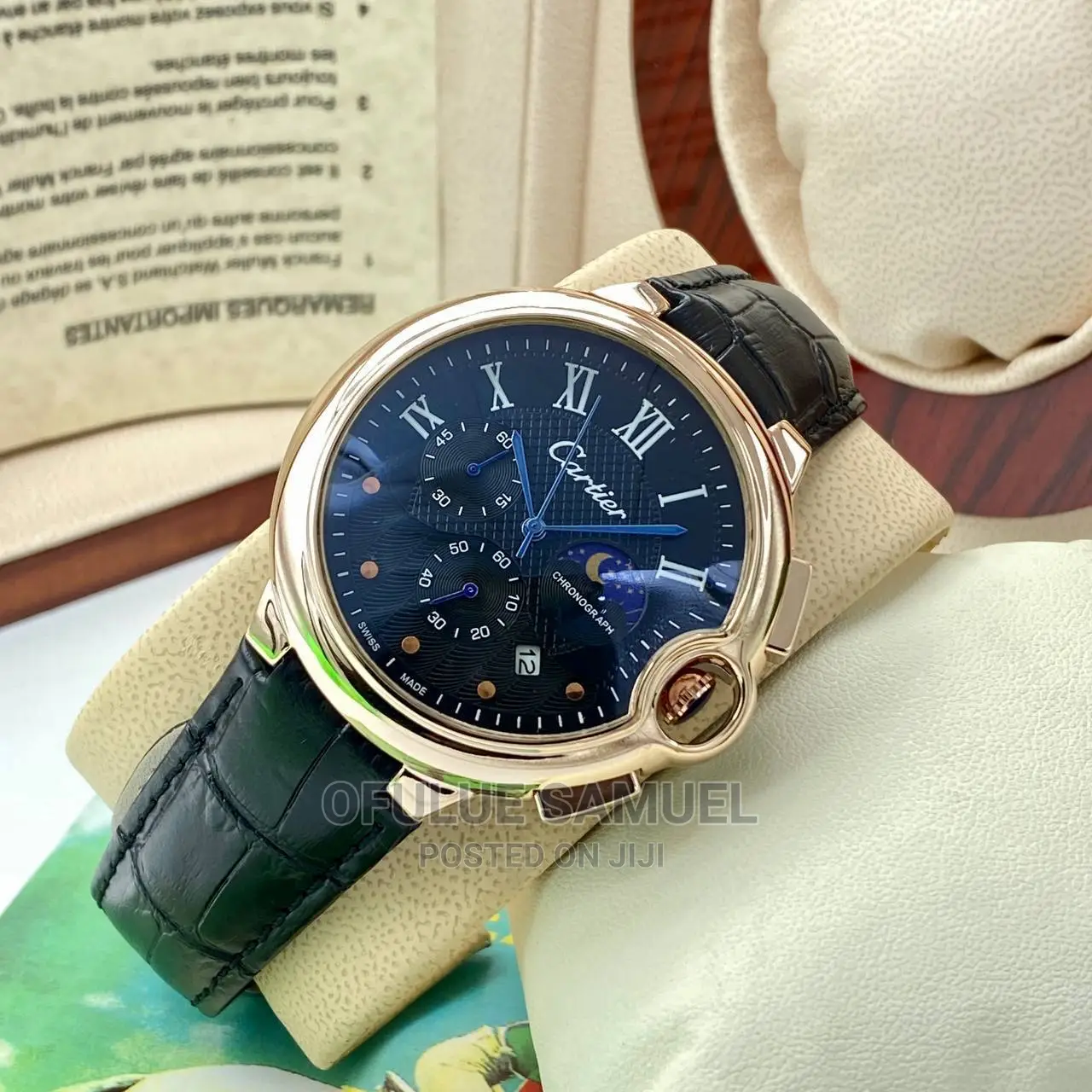 Cartier Leather Chronograph Wristwatch
