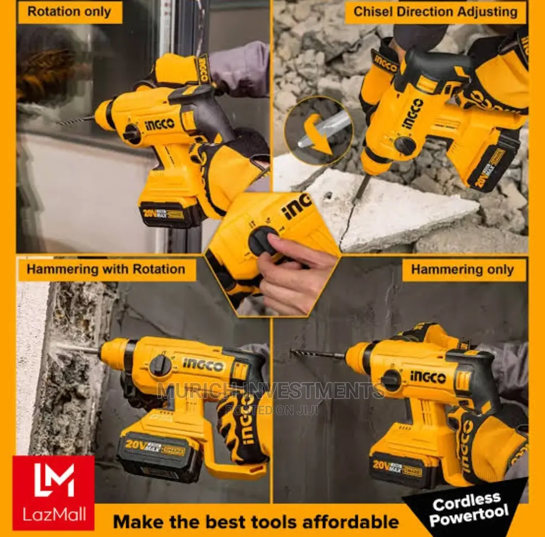 Cordless Rotary Hammer 20v 1.5j Brushless With 4.0ah X 2