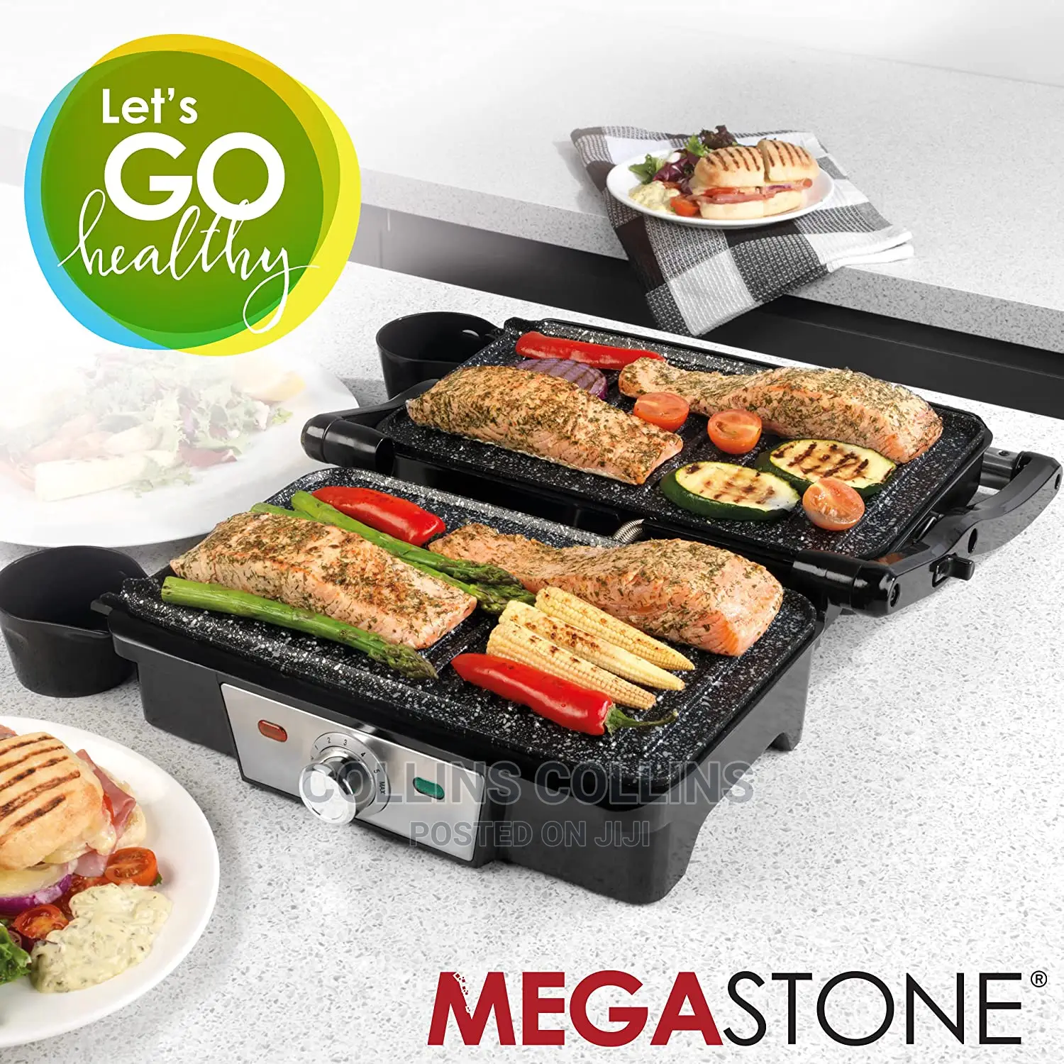 Megastone Non-Stick Fold-Out Health Grill and Panini Maker.