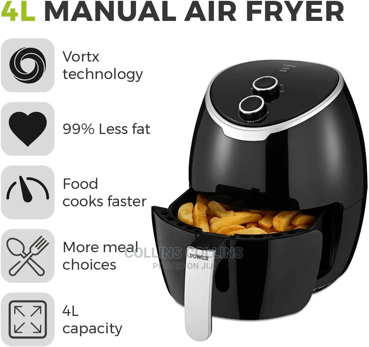 Tower Manual Air Fryer Oven With Rapid Air Circulation.