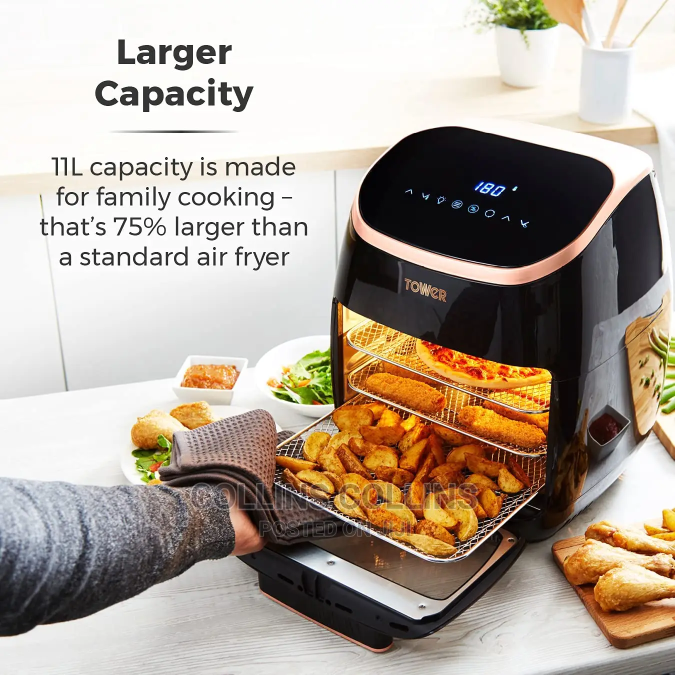 Tower Vortx 5-in-1 Black and Rose Gold Digital Air Fryer