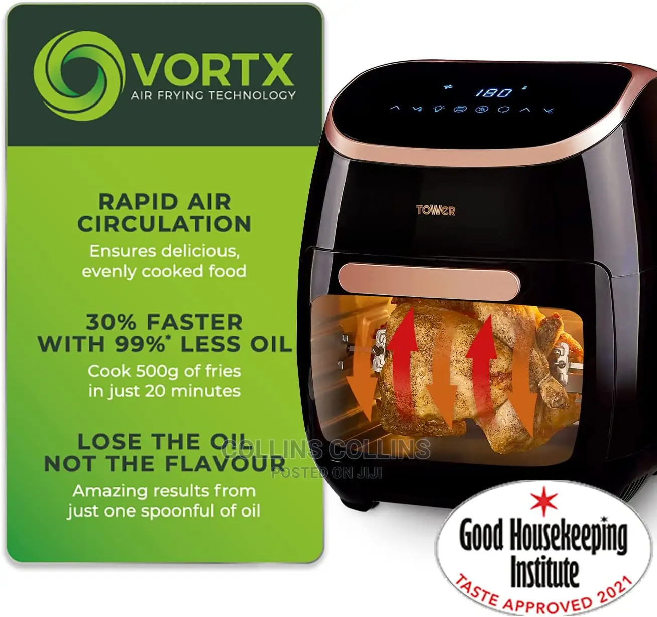 Tower Vortx 5-in-1 Black and Rose Gold Digital Air Fryer