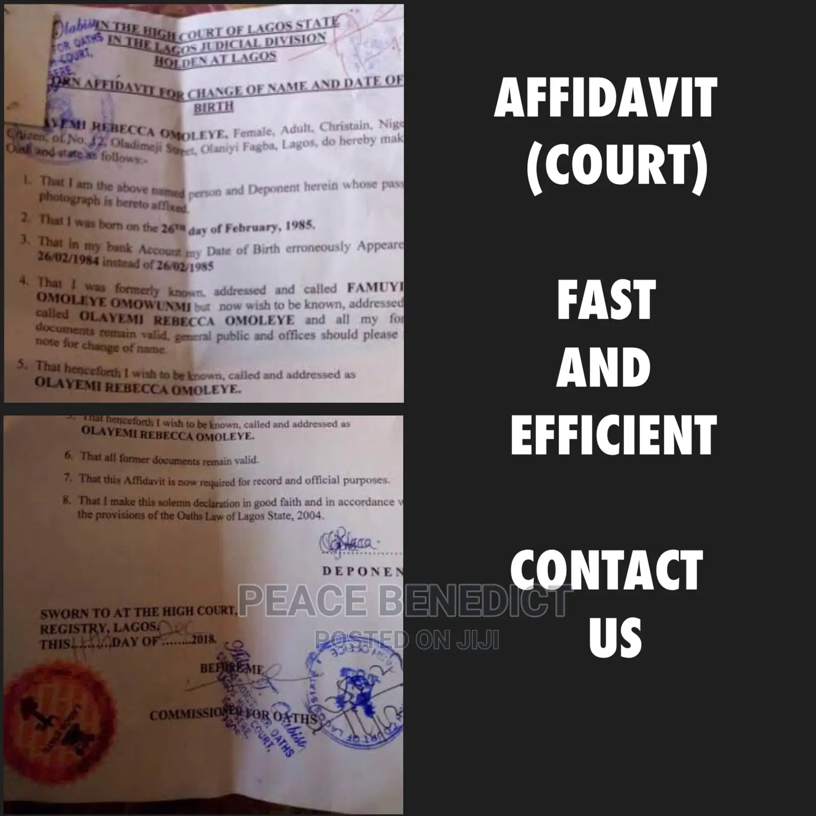 Affidavit in Court (All Types)