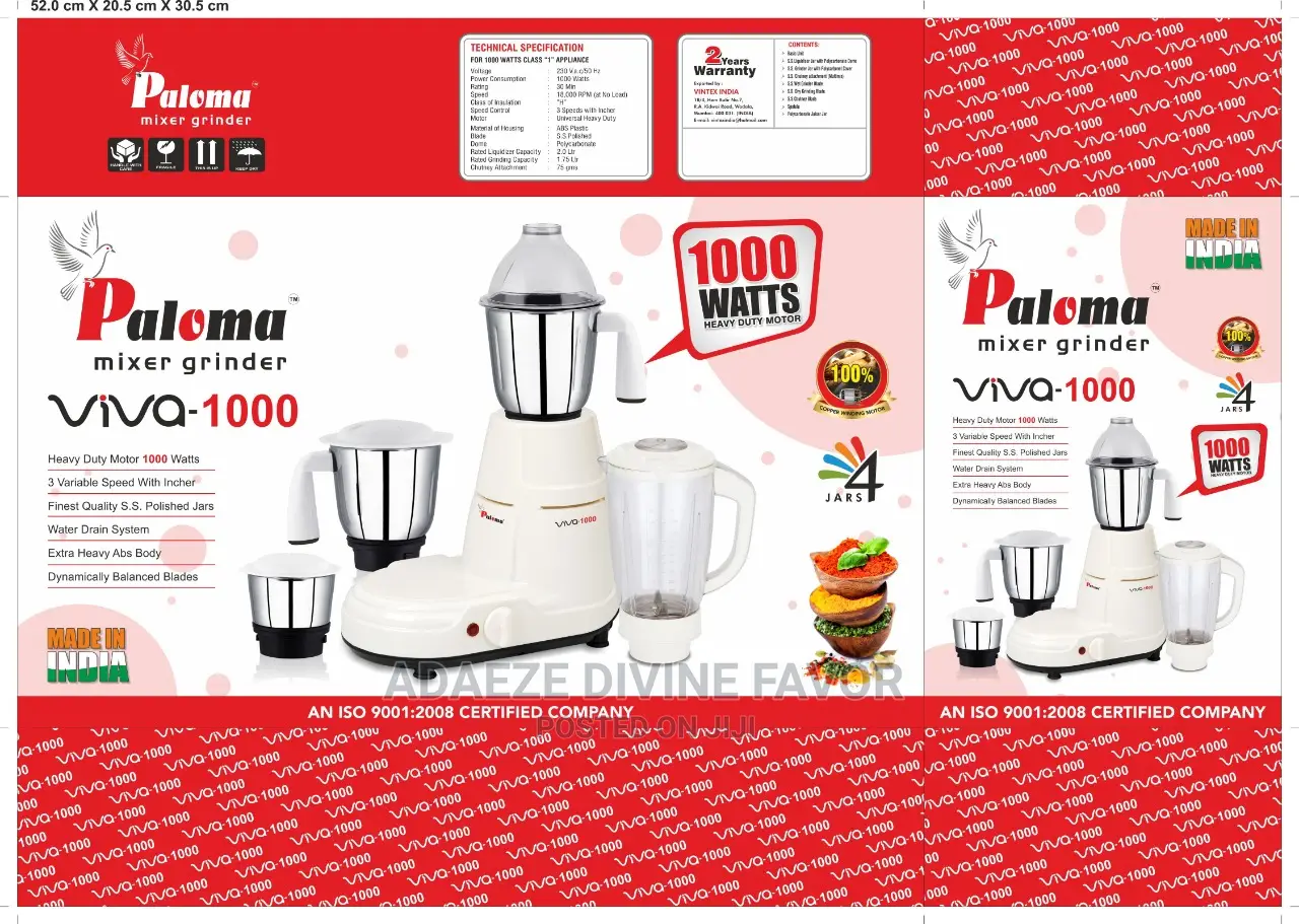 Paloma 1000watts Mixer Grinder