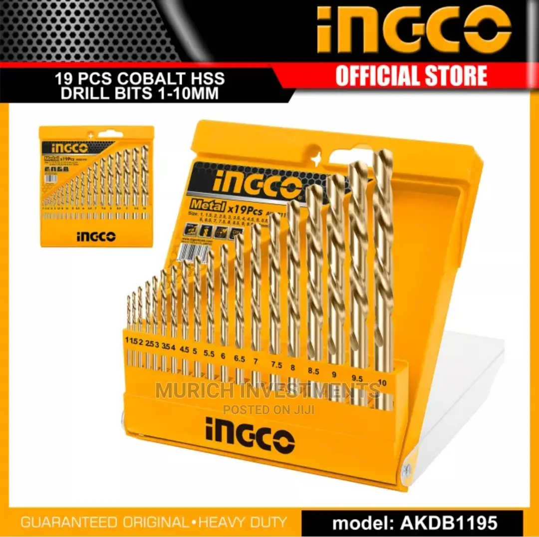Ingco AKDB1195 19pcs Cobalt HSS Drill Bits Set 1-10mm IHT
