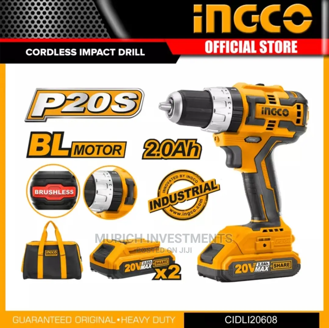 Ingco Li-Ion Cordless Impact Drill 20V With BRUSHLESS MOTOR
