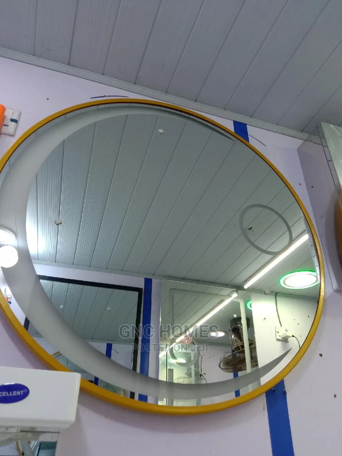 Gold/Black LED Flame Mirror 80cm